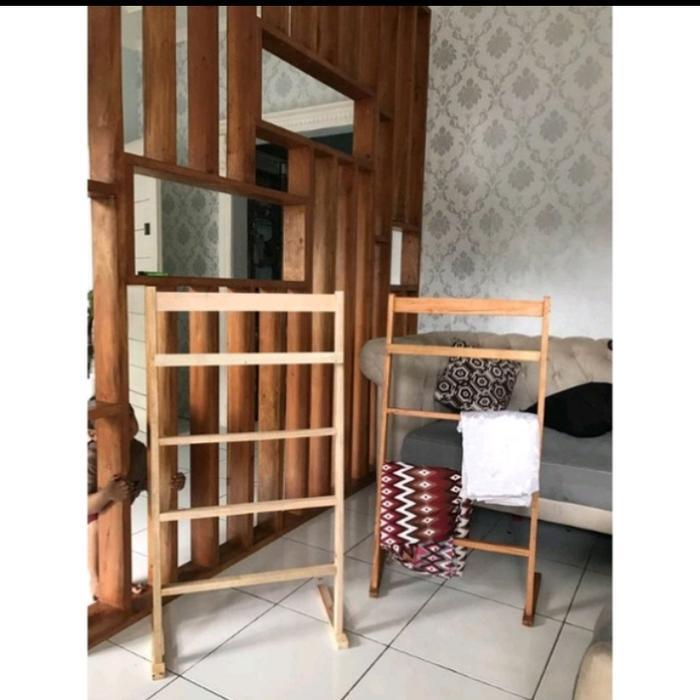 ladder hanger gantungan sejadah mukena aesthetic multi fungsi , rak gantungan kayu tinggi , ladder h