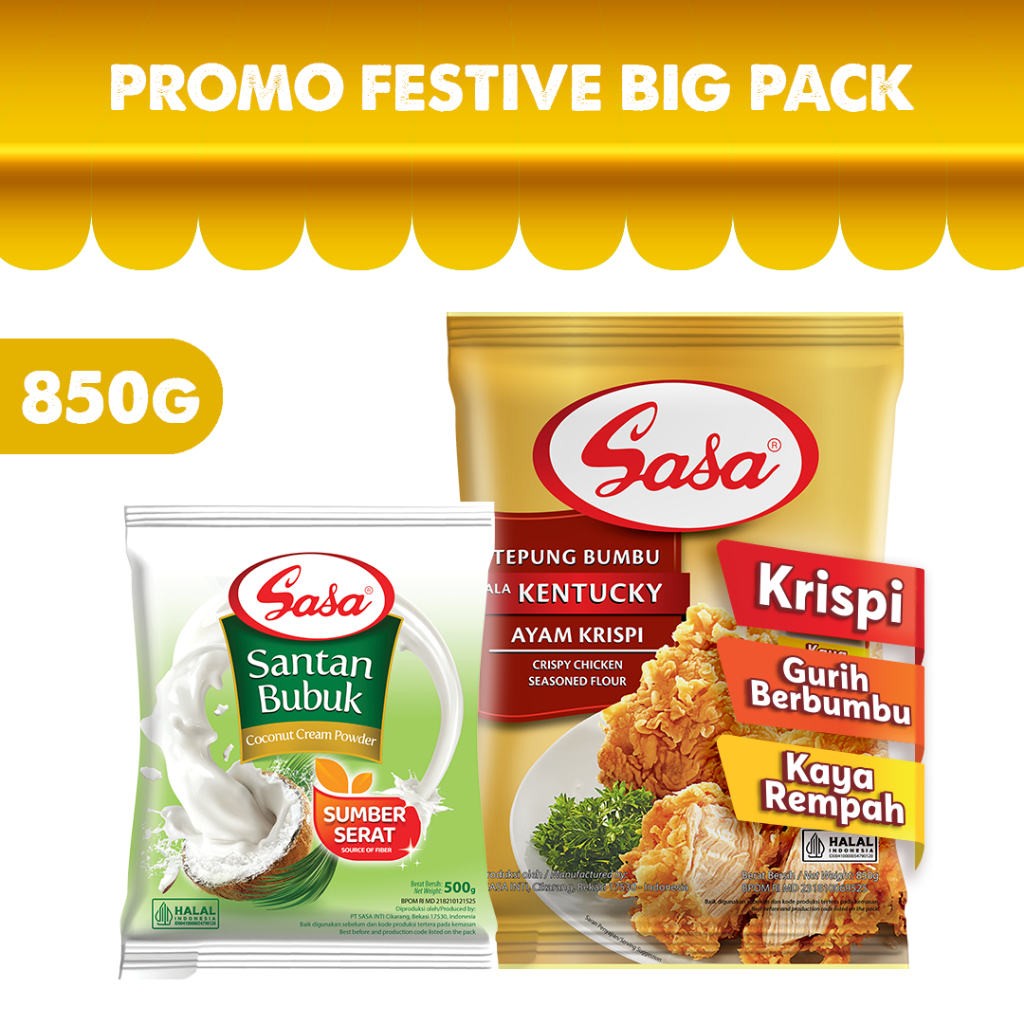 

Sasa Tepung Bumbu Ala Kentucky 850gr + Sasa Santan Bubuk 500gr