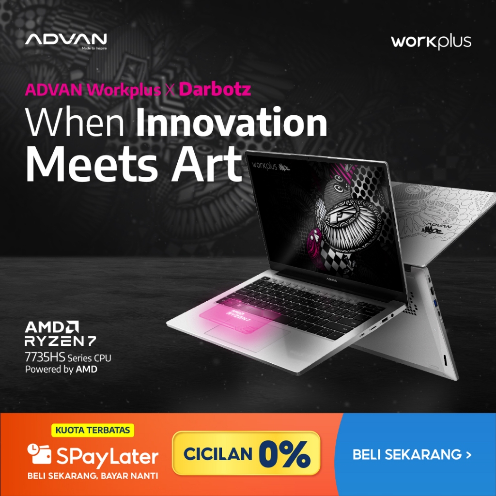 [SPL CICILAN 0%] - ADVAN X DARBOTZ Laptop Workplus AMD Ryzen 7 7735HS 16GB/512GB 14" FHD IPS Windows