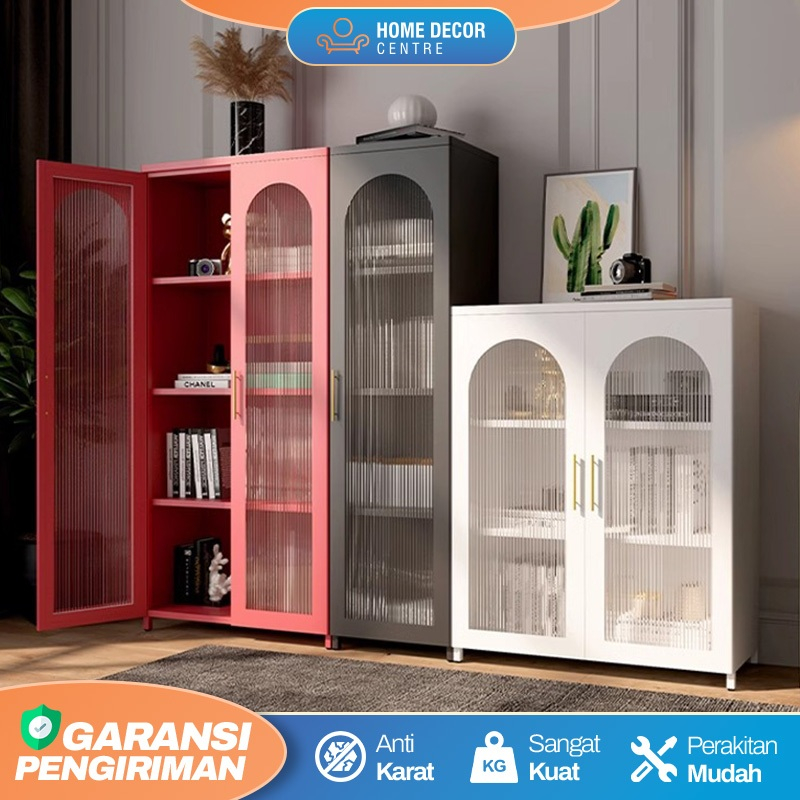 Lemari Hias Kabinet  Buffet TV Minimalis Aesthetic Kabinet Pajangan Besi & Kaca
