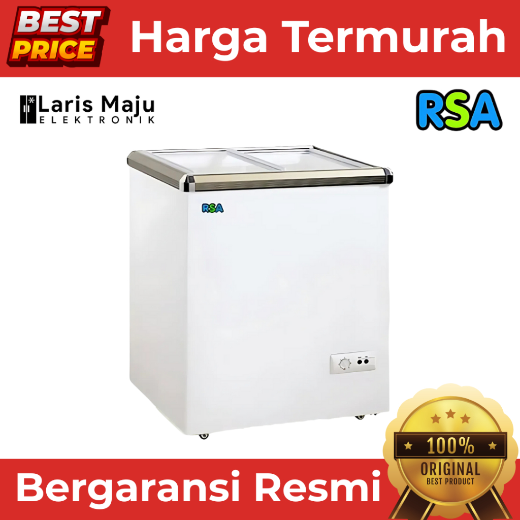 Chest Freezer RSA XS-110 Kapasitas 100 Liter Pintu Kaca Original Termurah