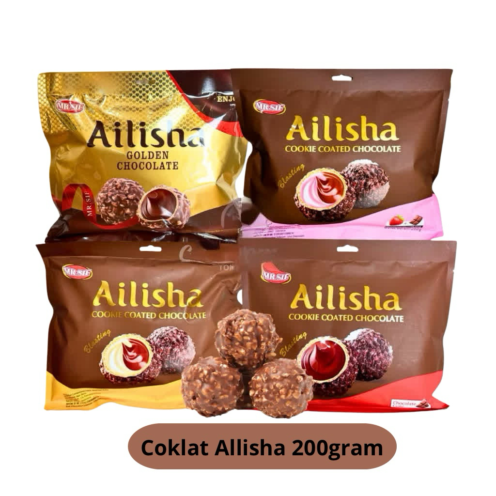 

[fashion518] MR.SIF Ailisha Golden Chocolate 200g Ailisha Cookie Coated Chocolate Coklat Cookies Ball Aneka Rasa Strawberry Milk Chocolate Cokelat Malaysia 200g / 250g
