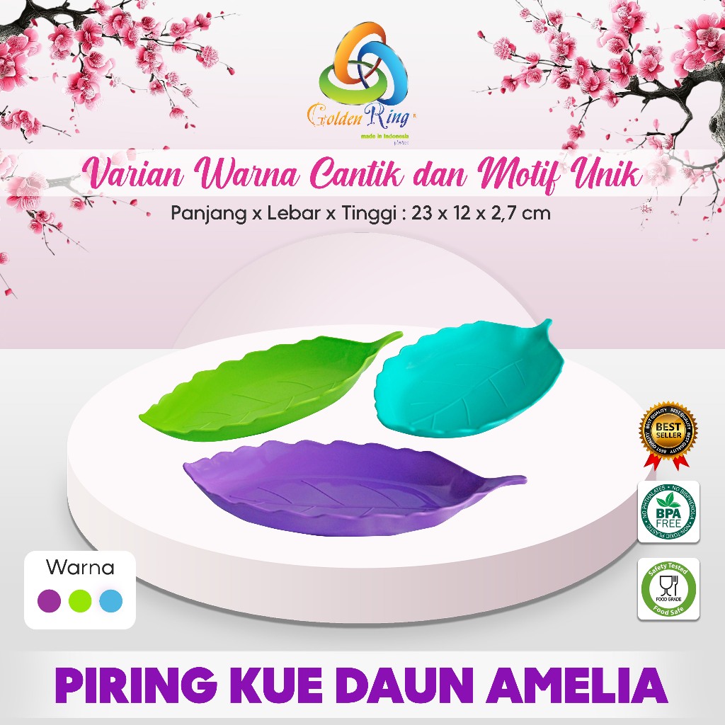 ( 6 pcs ) Piring Kue Daun Amelia/Piring Kue Plastik / Piring kecil