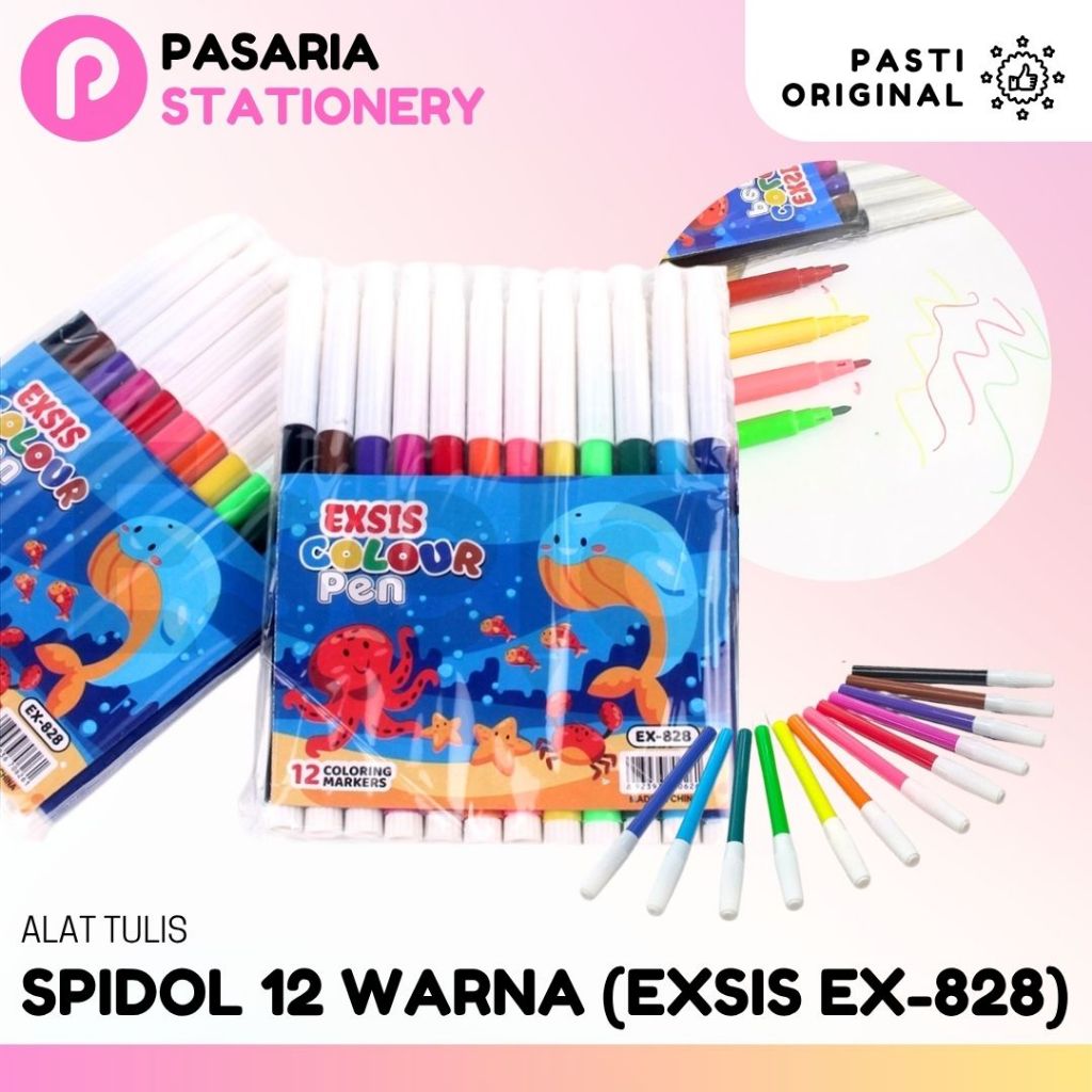 

Spidol MINI EXSIS 828-12 pcs 1 Set Color Pen isi 12 Spidol Warna/Coloring Marker/Sepidol