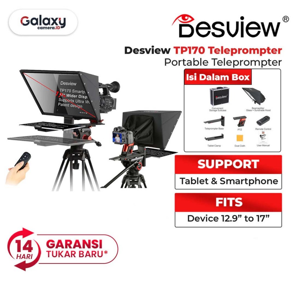Desview TP170 17" Portable Camera Camcorder Teleprompter TP-170 Resmi