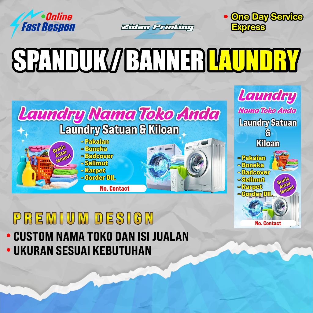 spanduk banner Laundry bebas edit gambar isi dan nama toko