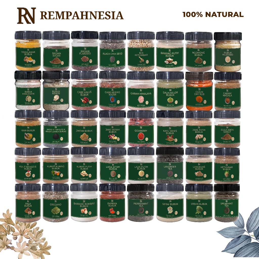 

(KEMASAN BOTOL) BUMBU DAPUR BUBUK / merica bawang putih bombay lada hitam jahe kunyit garam gula oregano jintan selasih wijen
