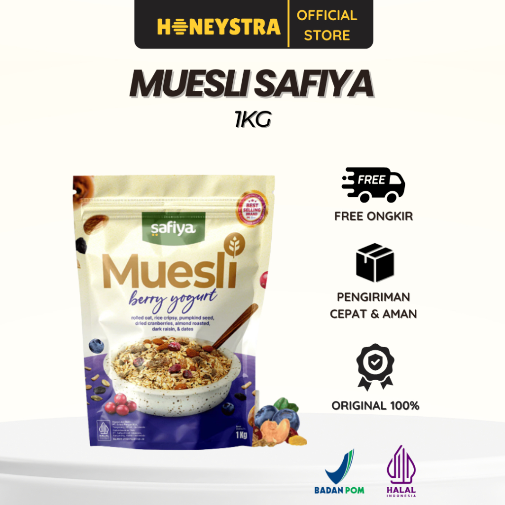 

NO_MORE Muesli Berry Yogurt Safiya-Sereal Oatmeal With Almond-Sarapan Sehat Premium