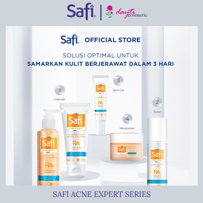 Paket safi acne expert isi 5pcs;  sebum100g , t-gel 15g, gel moist 45g, 2in1 150g, cleanser 100g