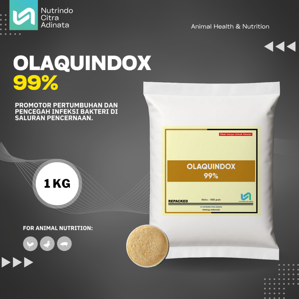 OLAQUINDOX 98% - PURE - AGP AYAM BROILER - BABI - GROWTH PROMOTOR TERNAK 1KG