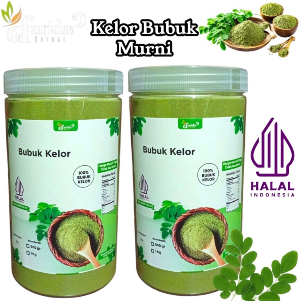 

Daun Kelor Bubuk Organik Grade A 500gram Kemasan Toples Bonus Lemon Kering/Daun Kelor Bubuk Organik