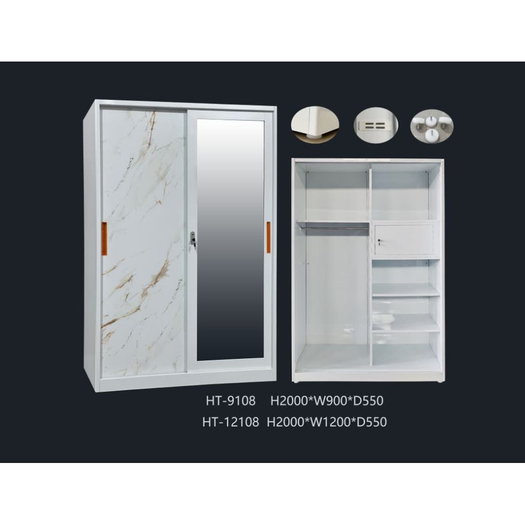 HitechNew. Lemari Besi Pakaian - Lemari Baju Besi - Lemari Besi 2 pintu. GRATIS PACKING KAYU