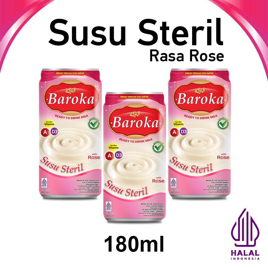 

Susu Steril Baroka rasa Rose 180ml