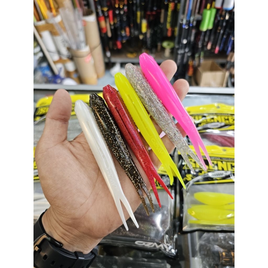 Eceran Umpan Casting Toman Softlure Original Ozmy Baby Silencer 12cm Bonus Wormhook 1pc