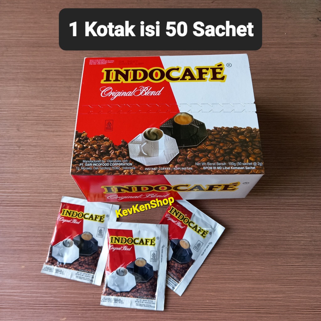 

Indocafe Original Blend Saset Black Coffee Kopi Hitam Harga per Kotak isi 50 Sachet