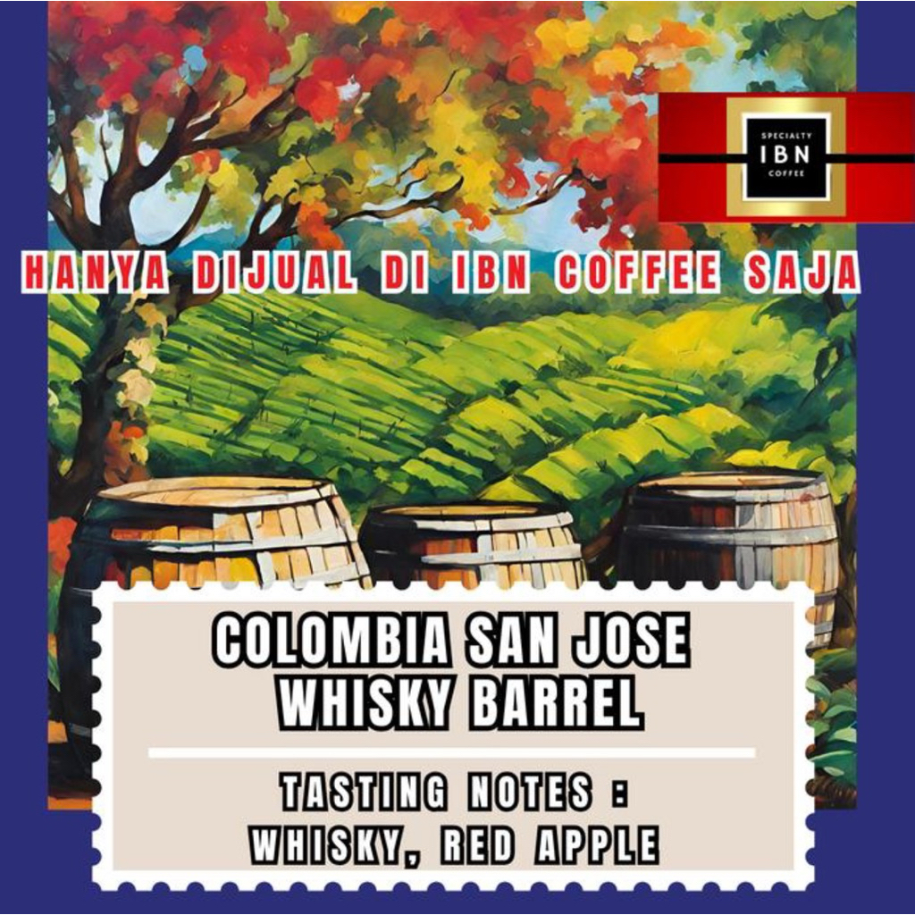 

Kopi arabica Colombia San Jose Whisky Barrel 50gr - IBN coffee