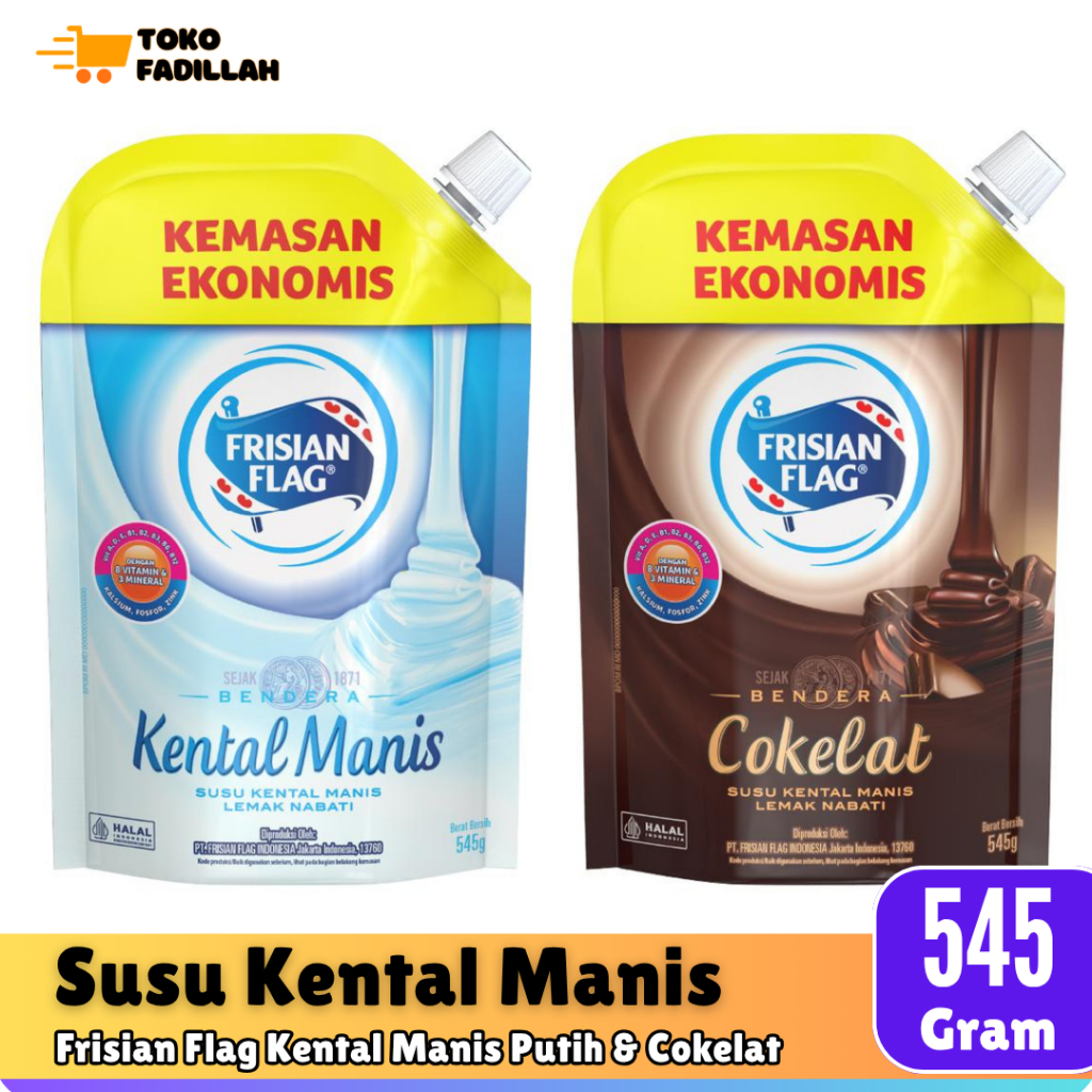 

Frisian Flag Susu Bendera Kental Manis Pouch 545g - Putih & Cokelat