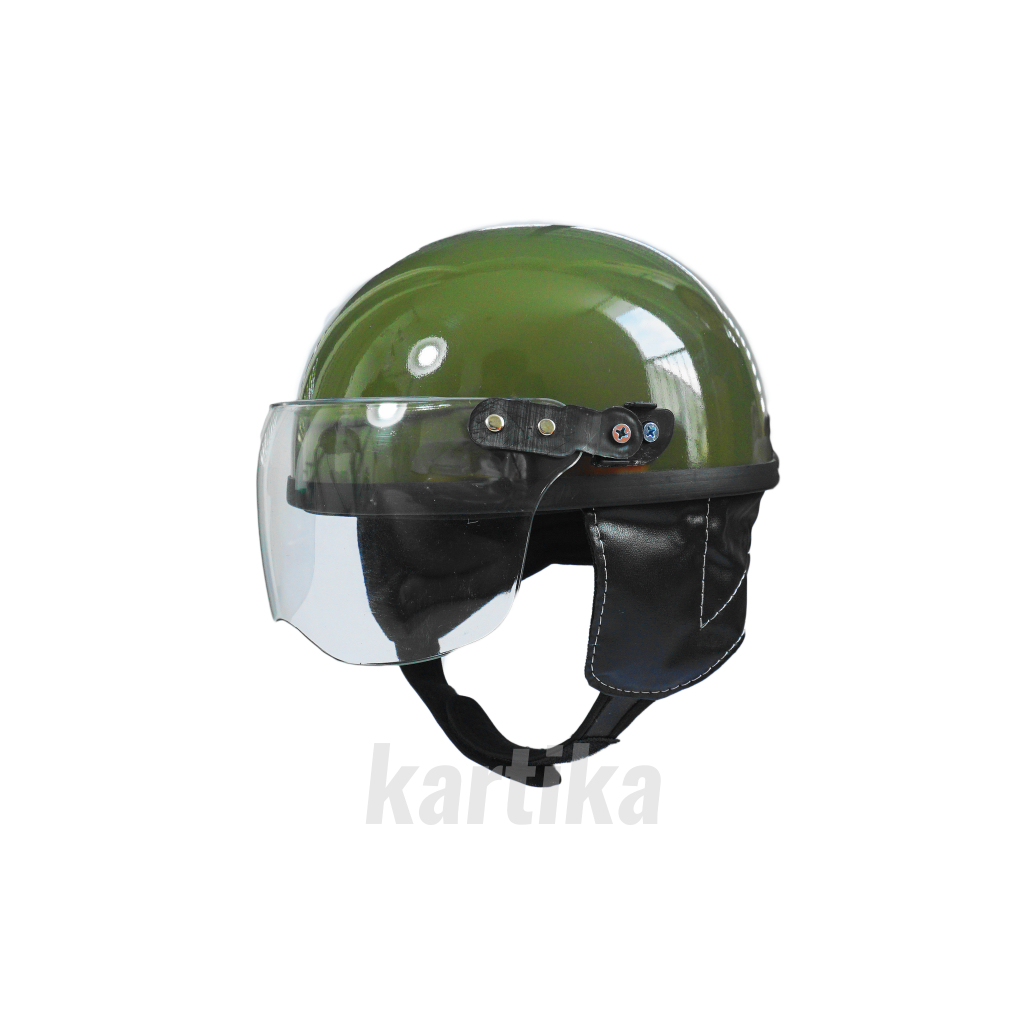 Helm Retro Anak Balita Style Casual Glossy Hijau