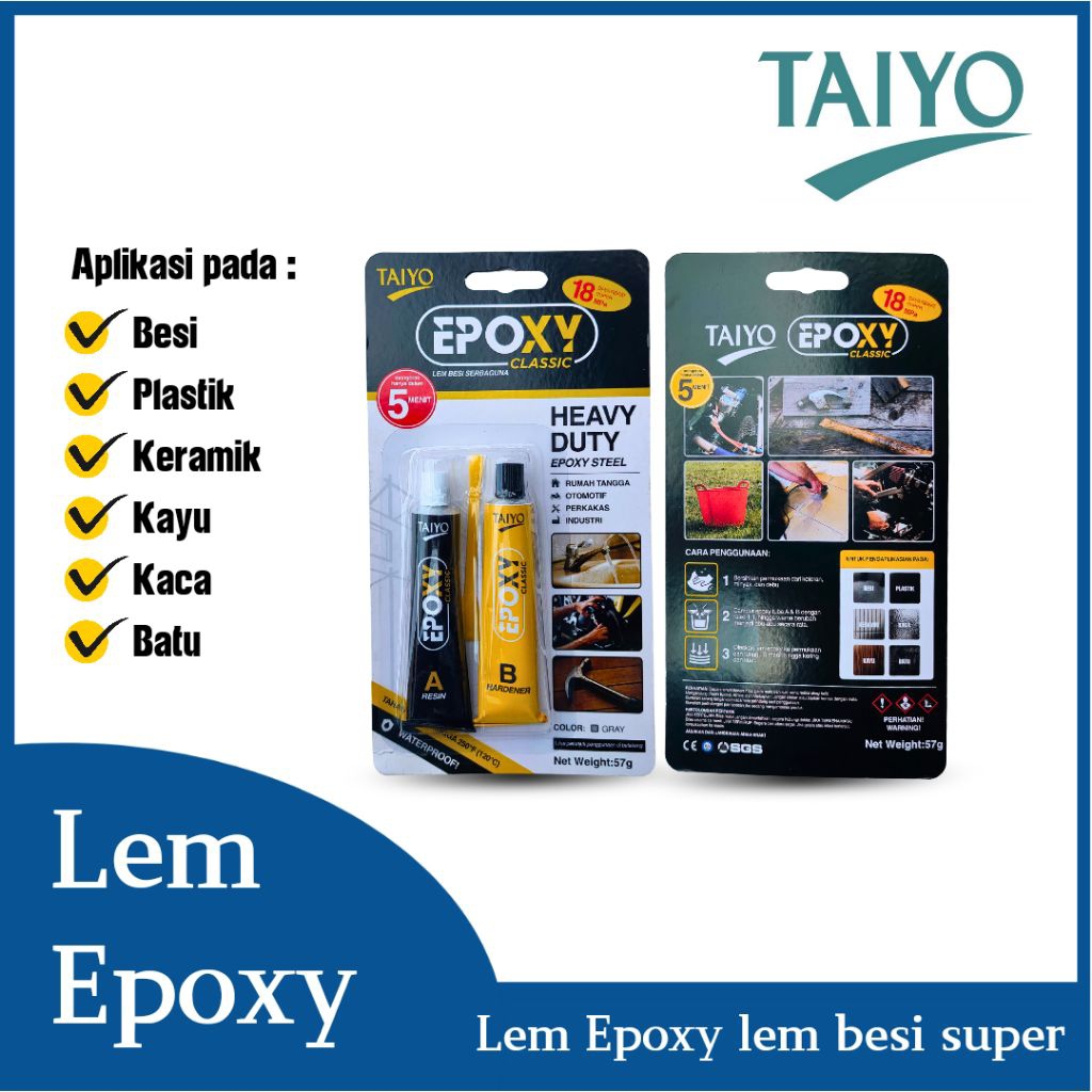 Lem besi Epoxy 2 komponen Taiyo 5 menit