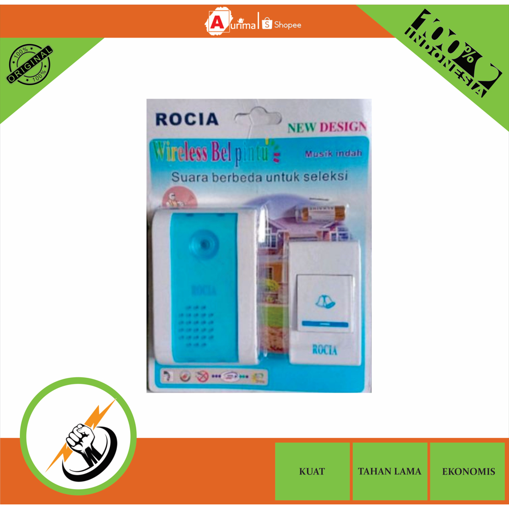 ROCIA WIRELESS DOOR BELL BEL PINTU TANPA KABEL LISTRIK SINGLE REMOTE ORIGINAL