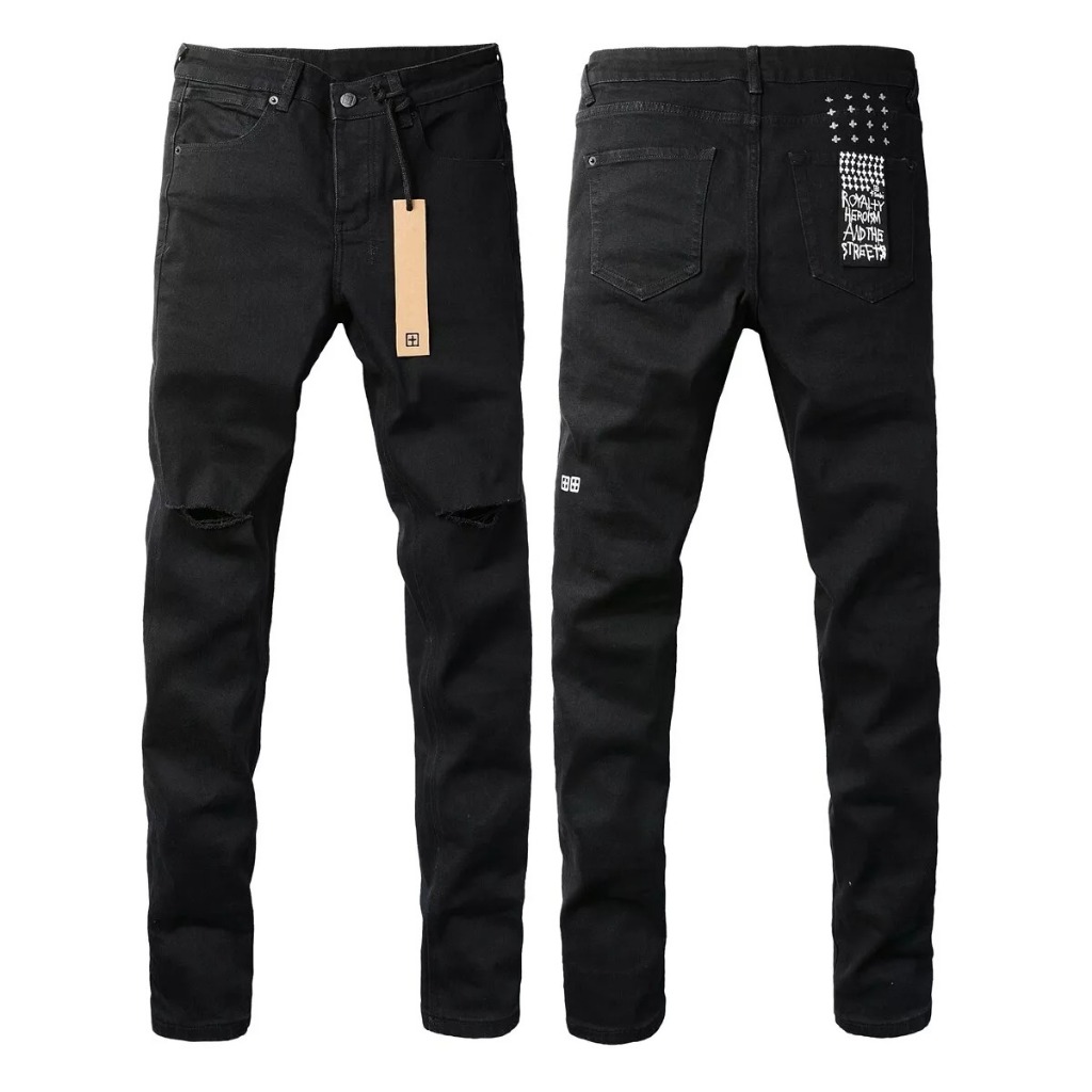 NEW KSUBI Soild Black Ripped Pants High Street Distressed Jeans