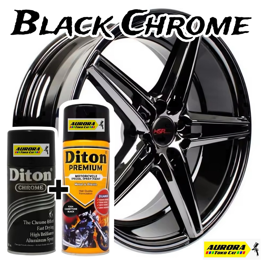 PAKET Diton Premium Black Chrome Cat Hitam Krom