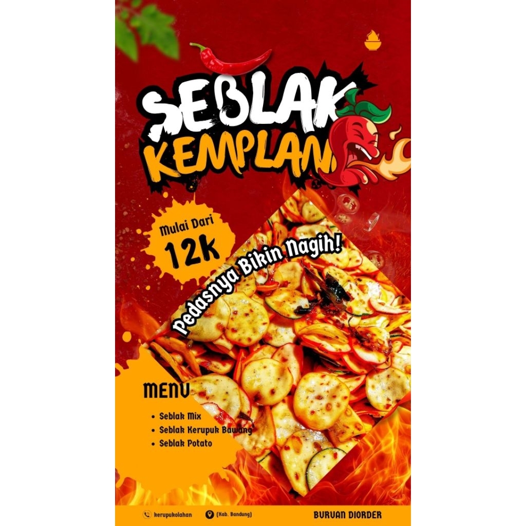

Seblak kerupuk bawang kemplang kering pedas daun jeruk renyah campur cikruh chili oil 250gr 500gr terbaru