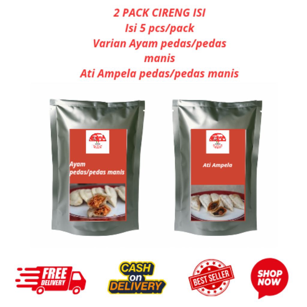 

BUNDLING 2 PACK Cireng Isi Viral! Ayam & Ati Ampela Pedas Manis COD, Vacuum, Awet!