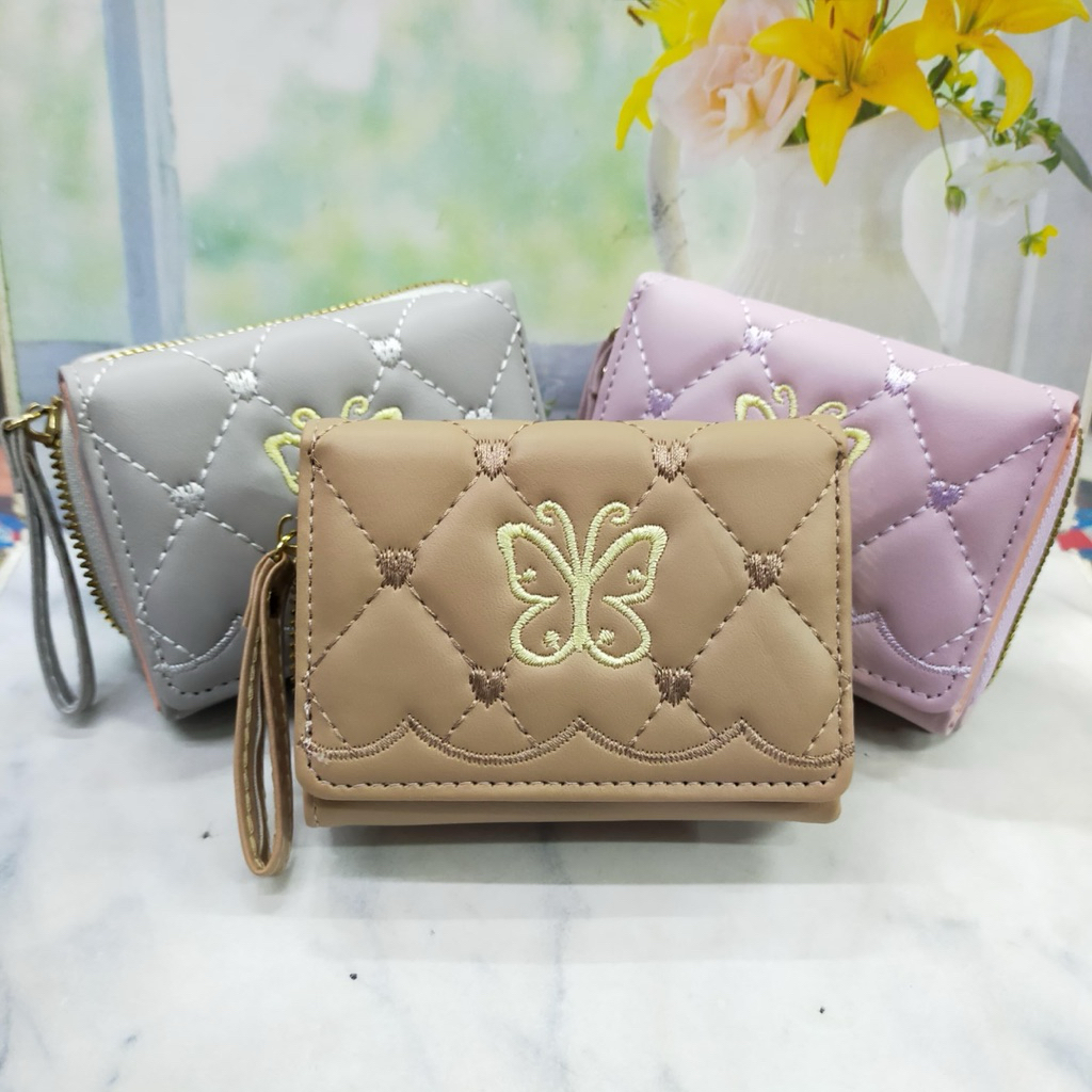 DOMPET KECIL LIPAT IMPORT RESLETING WANITA FOREVER LOVE KARTU SUSUN KOREA BANYAK KARTU