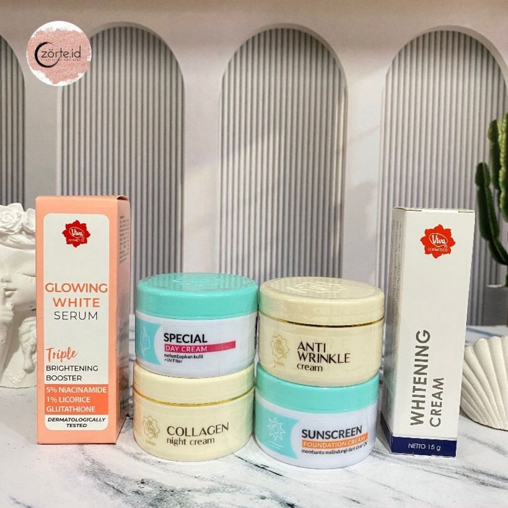 [ VIVA ] Paket viva series glowing 6macam (w.cream+glowing.s+collagen nc+a.wrinkle+special sc+sunscr