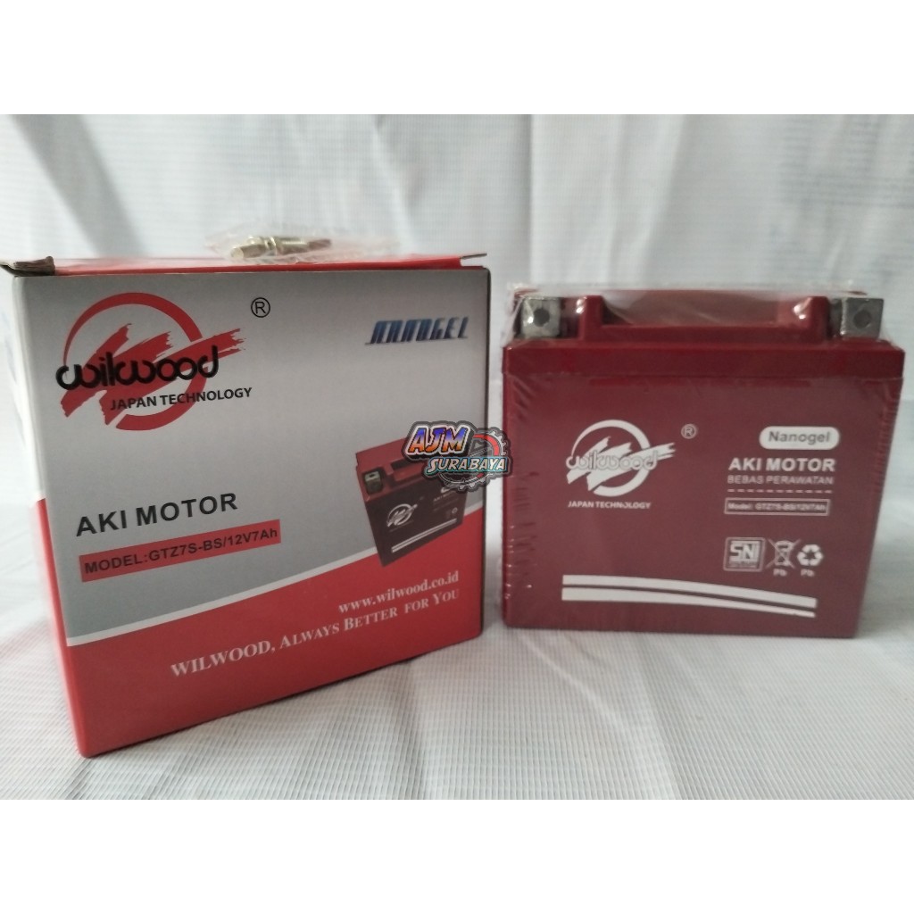 Aki wilwood Aki kering accu GTZ7S/12V7Ah Nanogel Satria Fu Klx vario