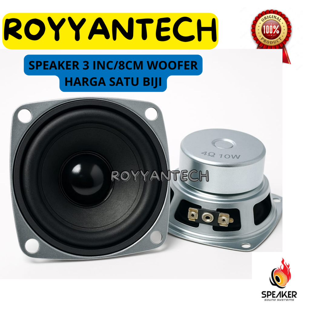 Speaker woofer 3 inch 4 ohm 10w pakai tutup