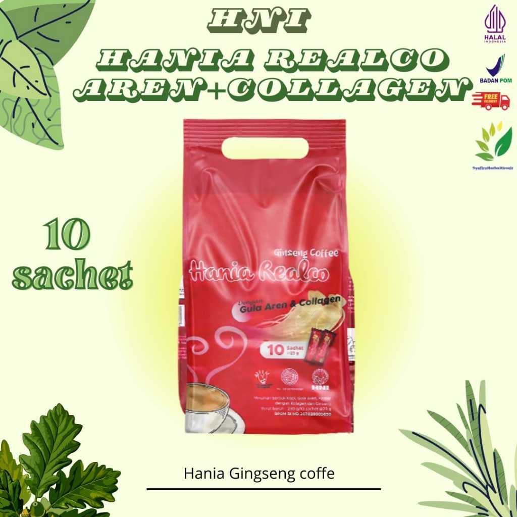 

HNI Hania Realco Ginseng Coffee Original Kopi Gula Aren dan Kolagen Isi 10 Sachet