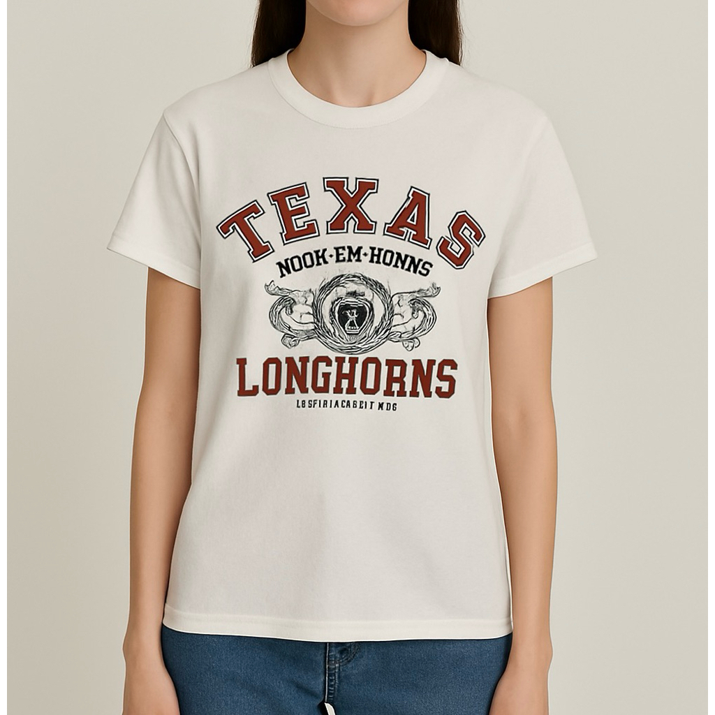 Preloved Kaos Grafik Graphic Wanita Pria Unisex Tshirt Texas University Varsity