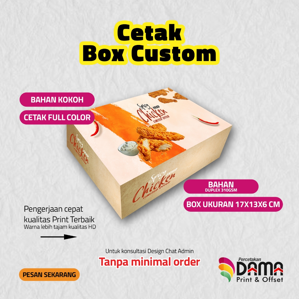 

CETAK KOTAK NASI AYAM / KOTAK 17X13X6 / KOTAK NASI AYAM MURAH / CETAK KOTAK KEMASAN
