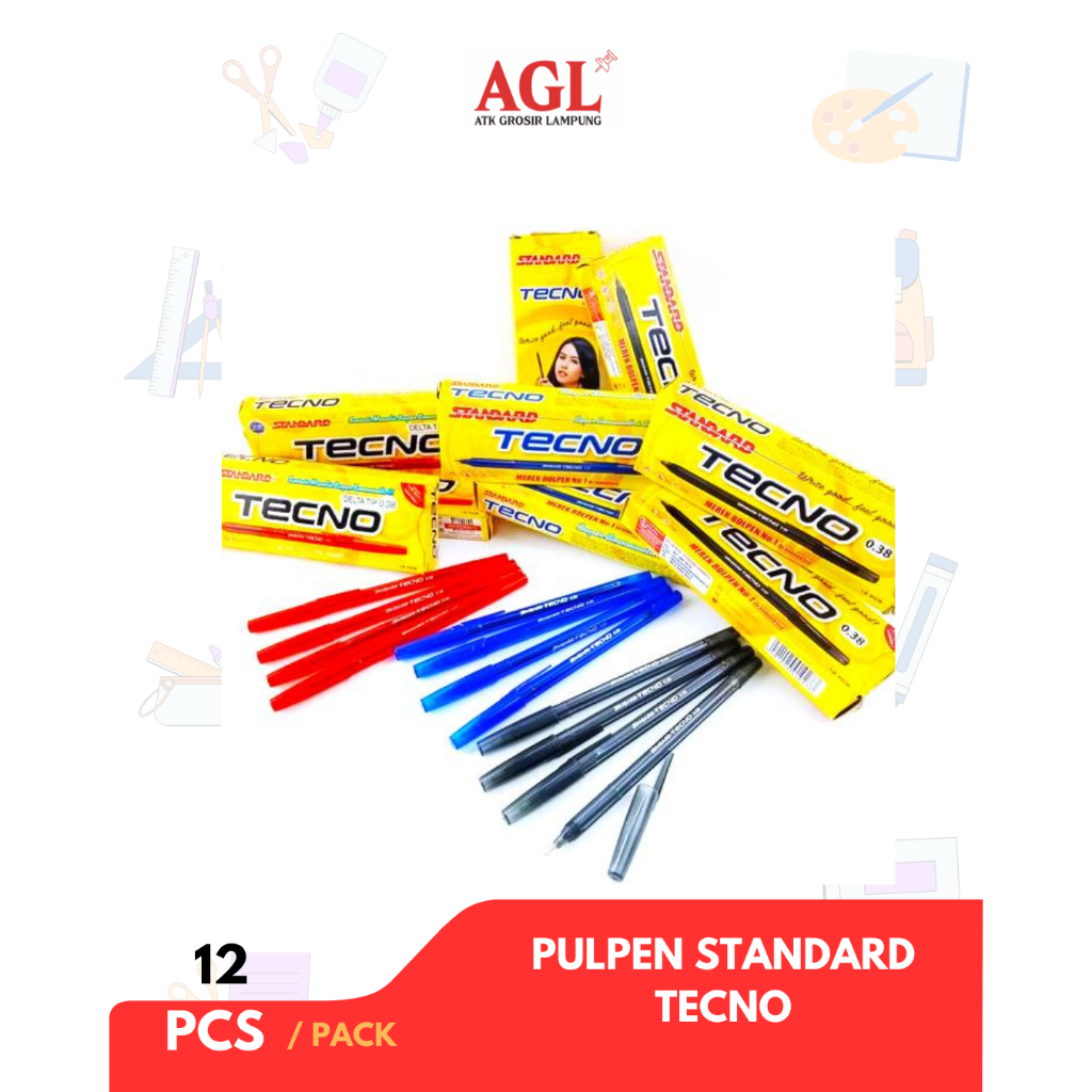 

STANDARD - (12pcs) PULPEN STANDARD TECNO HITAM DAN BIRU - Grosir