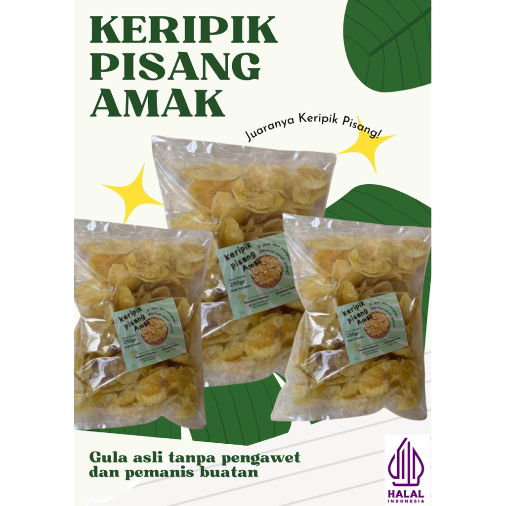 

250gram KERIPIK PISANG AMAK | CEMILAN SEHARI-HARI | KERIPIK ORIGINAL