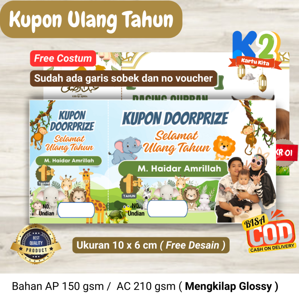 

Cetak Kupon Doorprize Hadiah Ulang Tahun Tema Labubu / Tema custum / Hello Kitty Kupon Undian