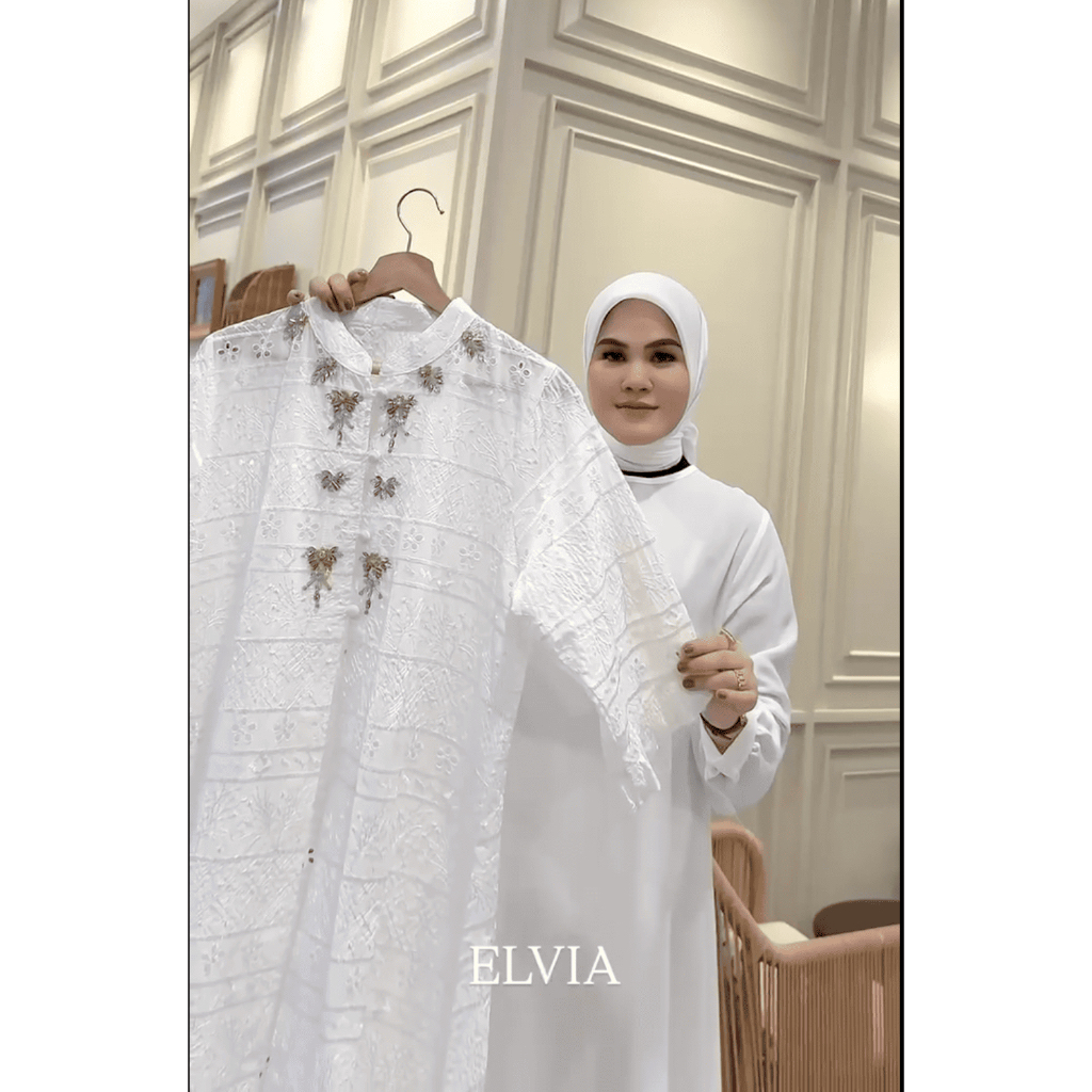 Sallaco Dress - Sallaco Gamis Premium / Sallaco Elvia Outer / Gamis Outer/ Elvia Kebaya Putih Bordir
