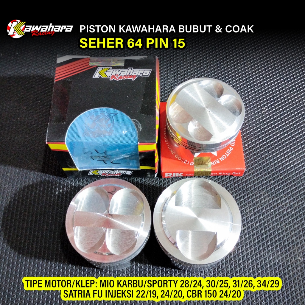 Piston Seher Kawahara 64 Pen Pin 15 Plus Bubut dan Coak Klep Piston Custom Bubut dan Cowak Klep Pist