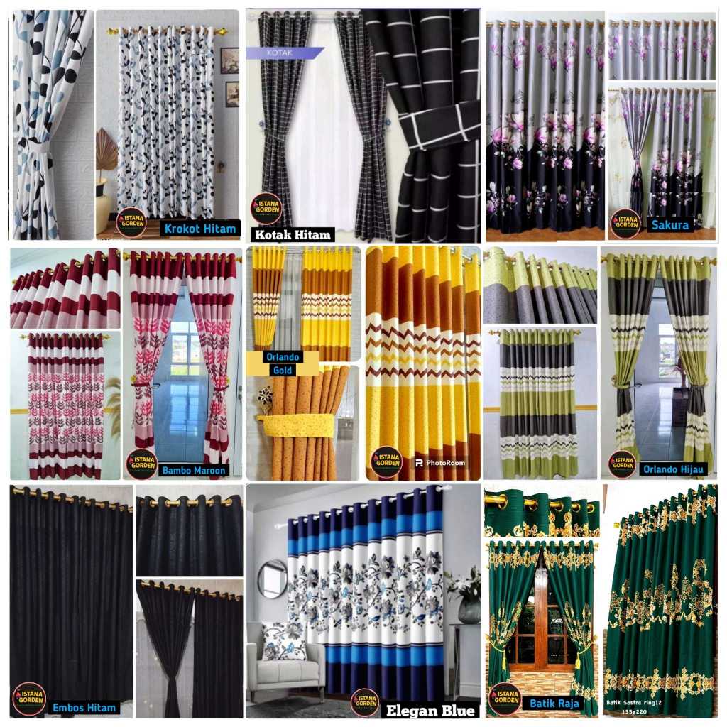 PROMO 2 PCS Gorden Smokering 12 Lubang LEBAR 100 -115 CM TINGGI 220CM  - Curtain