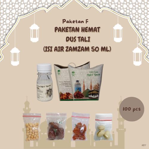 

paketan F hemat pistasio tali untuk oleh oleh haji/umroh 100 pcs (botol isi air zam zam 50 ml)