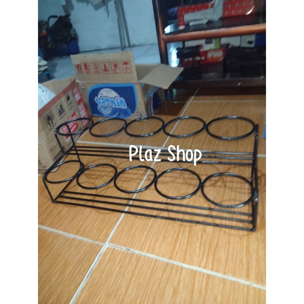 Rak Bensin 10 lobang diameter 9cm serbaguna - dudukan botol jamu dan lain lain