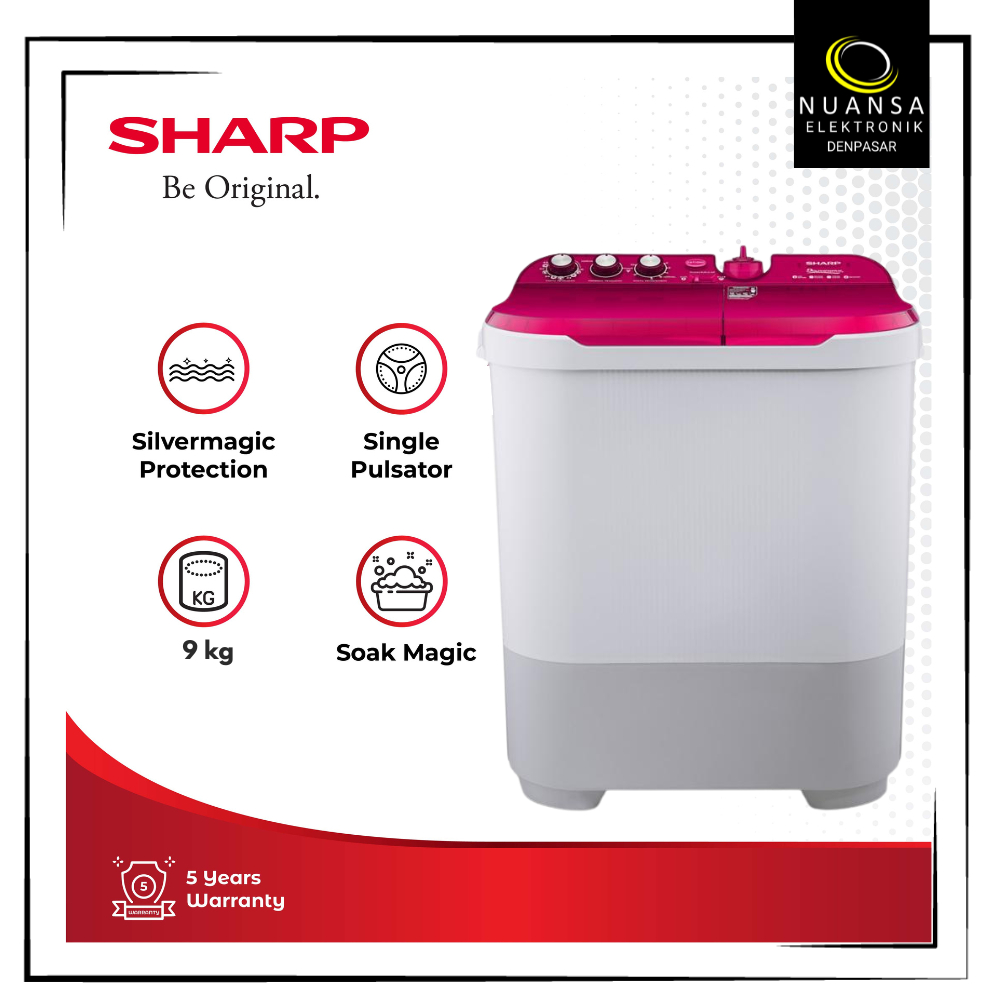 MESIN CUCI SHARP EST95CR KAPASITAS 9 KG - NUANSA ELEKTRONIK DENPASAR