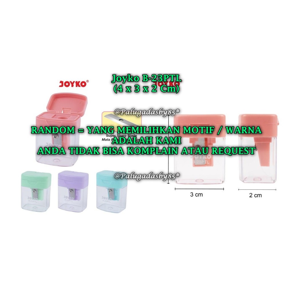 

(1 Biji) GROSIR Rautan Tabung JOYKO B-23PTL RANDOM / Rautan Serutan Sharpener Joyko B-23PTL (1 Biji)