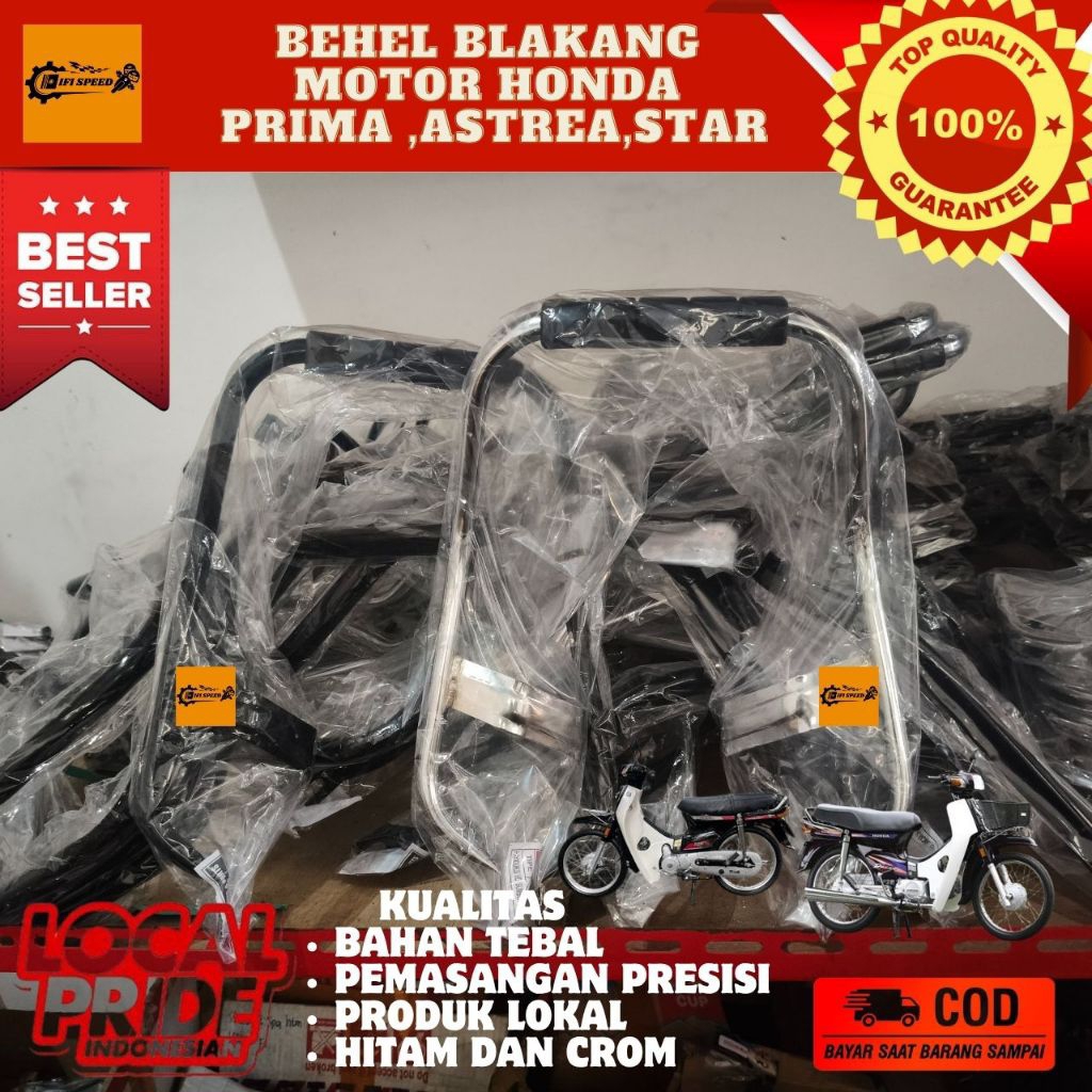 IFI - PLANGER BELAKANG BEHEL BEGEL JOK BODY BLAKANG MOTOR HONDA ASTREA STAR PRIMA HITAM DAN CROM BAH