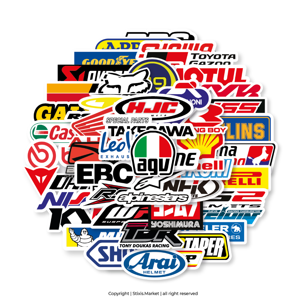 

[READY] STICKER PACK | MOTOR RACING | 51 PCS | KISSCUT | WATERPROFF | STIXIS.MARKET