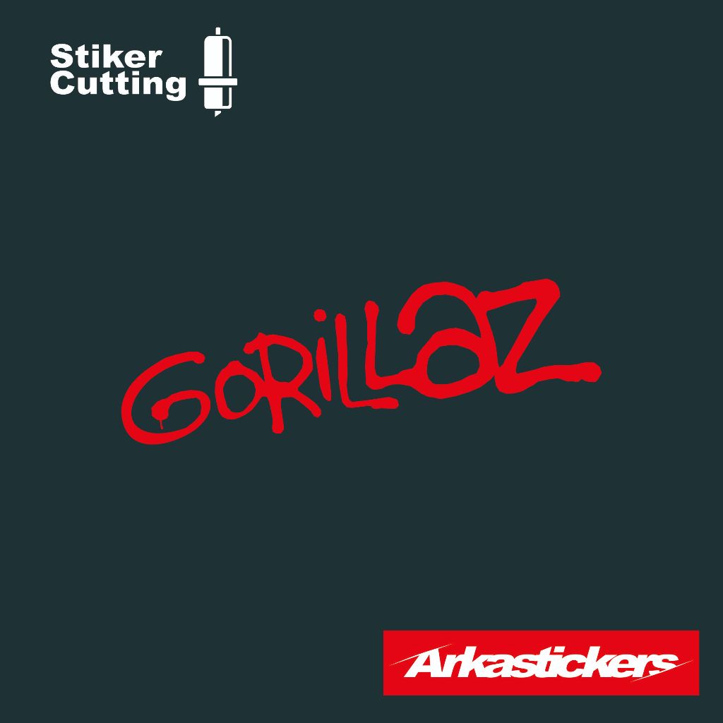 Stiker Cutting GORILLAZ untuk Motor Mobil Helm dll bisa menyala apabila terkena cahaya - Stiker GORI