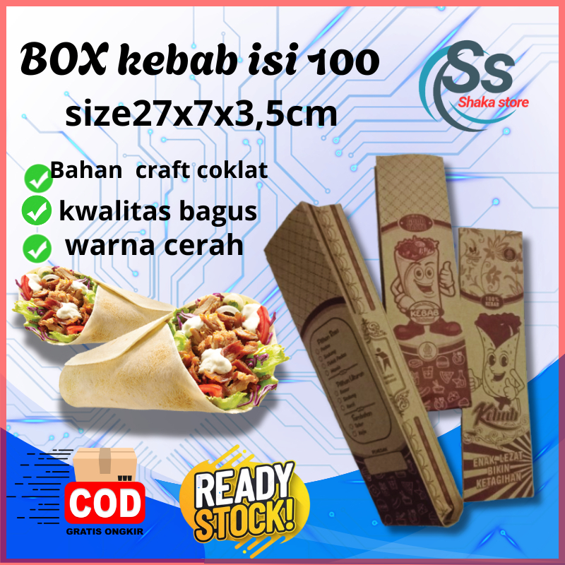 

bungkus kebab craft kemasan kebab lipat bungkus kebab ukuran 27x7x3,5packaging kebab dus kebab kraft bok kardus