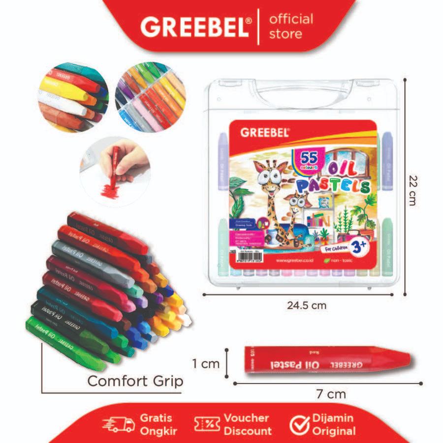 

GREEBEL Crayon Krayon KIDS OIL PASTEL Lengkap / Crayon Oil Pastel 55C H isi 55 Warna